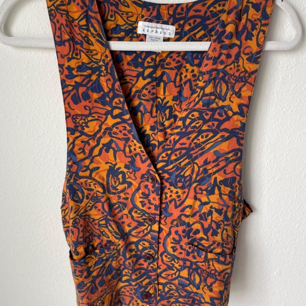 American-vintage Women's Orange and Blue Waistcoats-vests